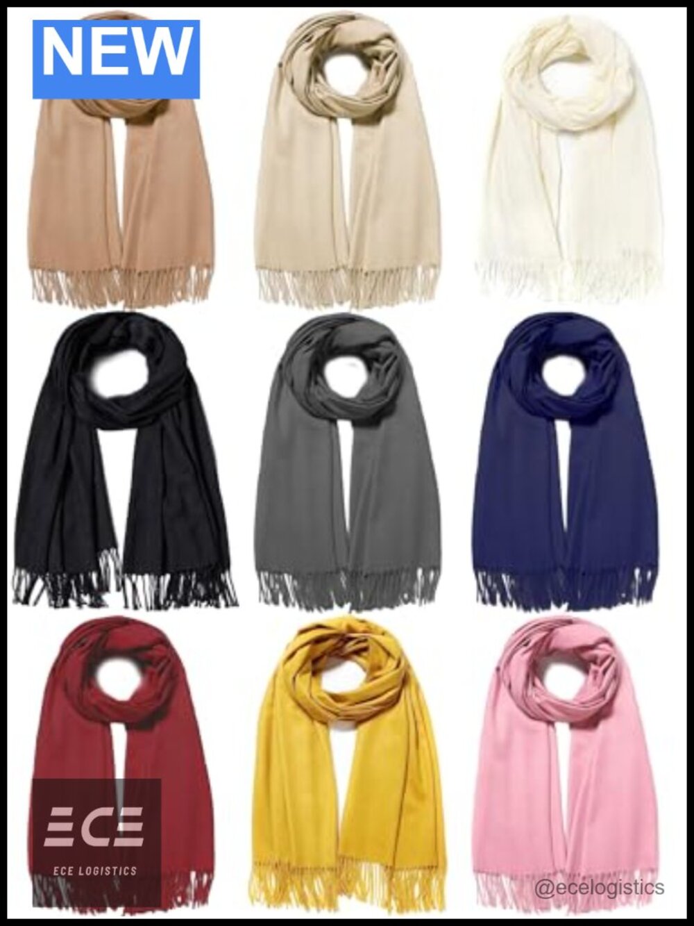 9pc Pashmina Shawl Wrap Set Soft Cozy Cashmere Feel Winter Scarves